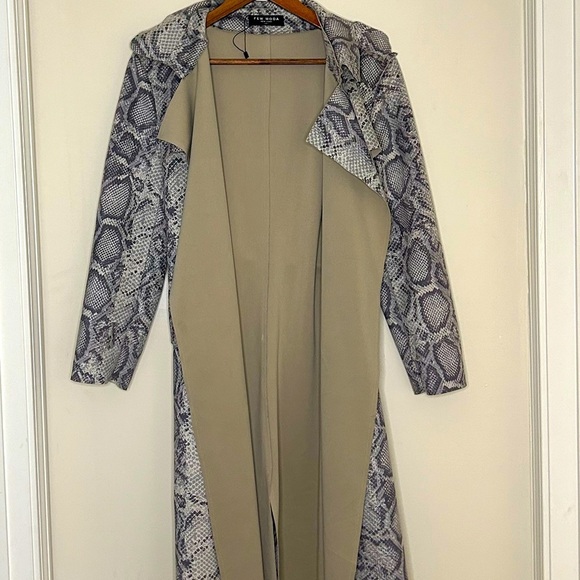 Snake Skin Faux Suede Trench Coat - Picture 3 of 6